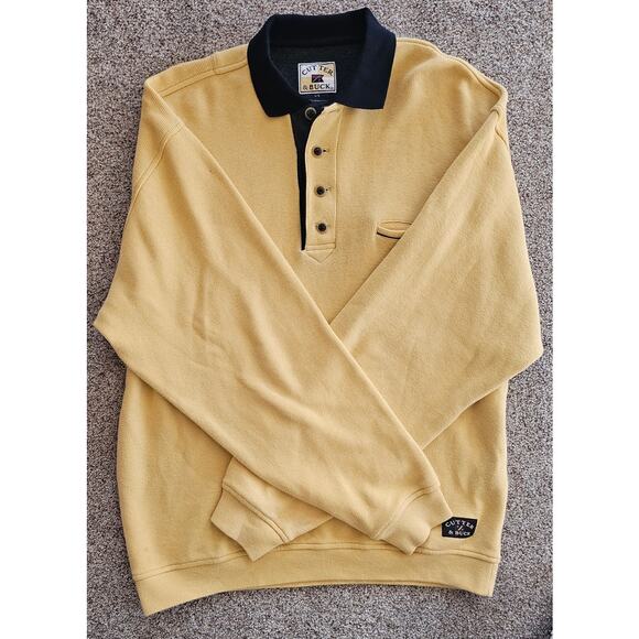 Cutter & Buck Yellow long-sleeve  button collared sweatshirt polo 100% Cotton - Picture 1 of 6